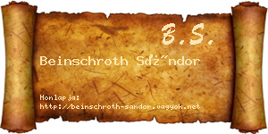 Beinschroth Sándor névjegykártya